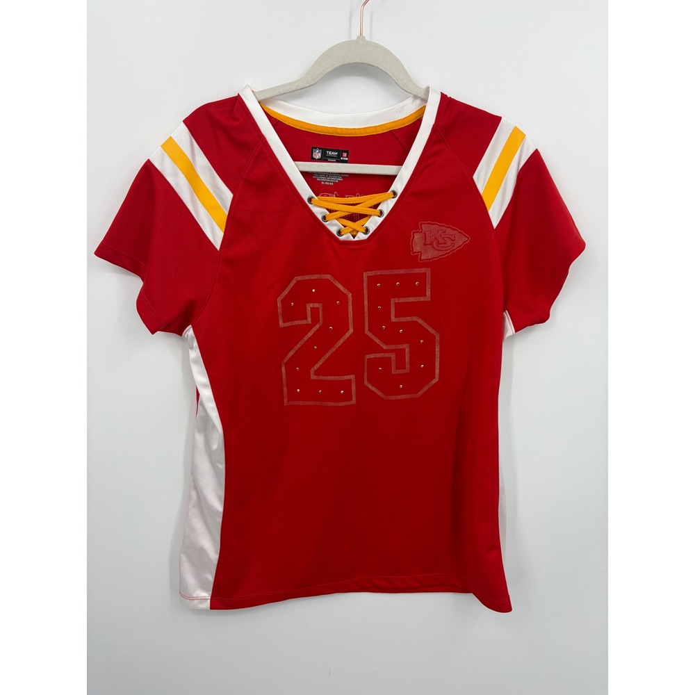NFL Team Apparel Jamaal Charles Jersey Womens XL Red Sequin Lace Up Chiefs 25